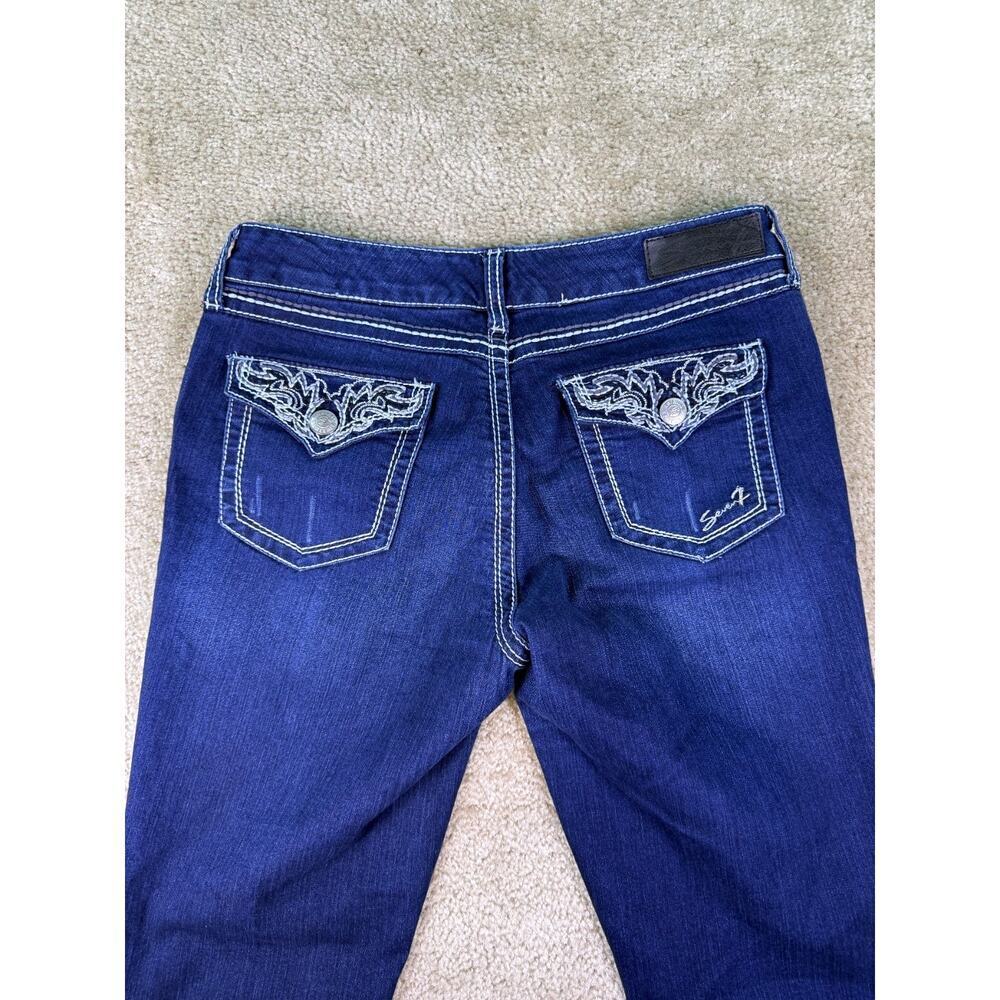 Seven 7 Boot Cut Jeans Embellished Flap Pockets Mid Rise Womens Size 10 C865
